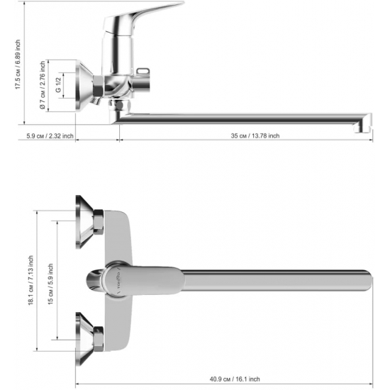 Смеситель для ванны TOKITO Takase TOK-TAK-1015 хром