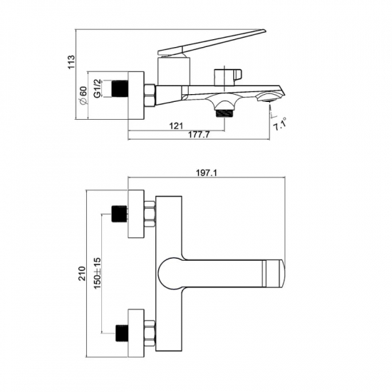 Смеситель для ванны TOKITO Urayasu TOK-URA-1014 хром