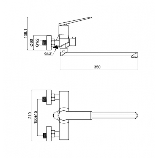 Смеситель для ванны TOKITO Urayasu TOK-URA-1015 хром