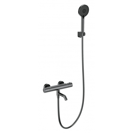 Смеситель для ванны WONZON & WOGHAND WW-B3029-A1-BGG с термостатом, тёмный графит