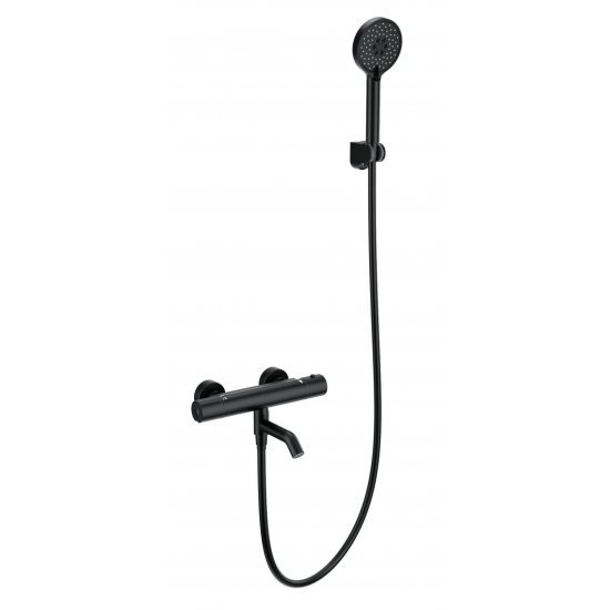 Смеситель для ванны WONZON & WOGHAND WW-B3029-A1-MB с термостатом, матовый чёрный