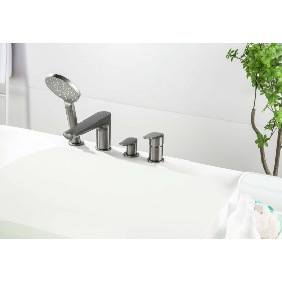 Смеситель на борт ванны AQUATEK Бетта AQ1148BGM на 4 отверстия, оружейная сталь