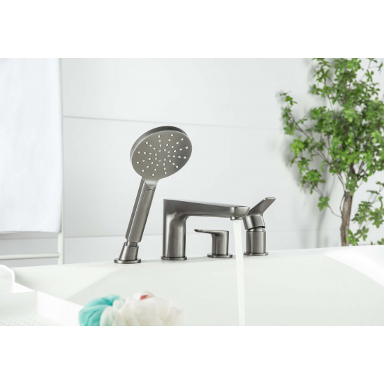 Смеситель на борт ванны AQUATEK Бетта AQ1148BGM на 4 отверстия, оружейная сталь