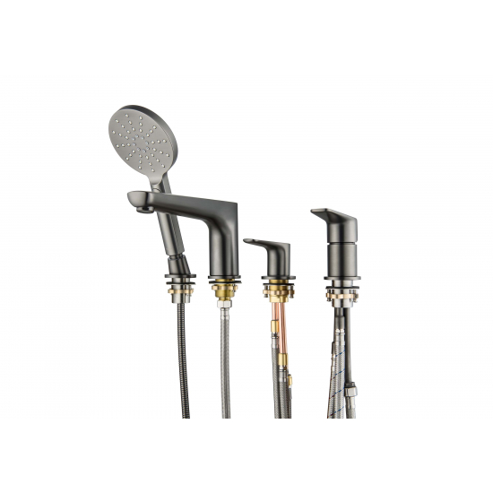 Смеситель на борт ванны AQUATEK Бетта AQ1148BGM на 4 отверстия, оружейная сталь