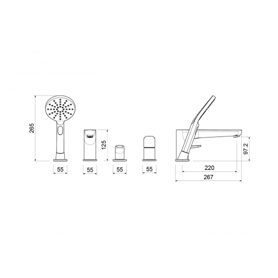 Смеситель на борт ванны AQUATEK Бетта AQ1148CR на 4 отверстия, хром