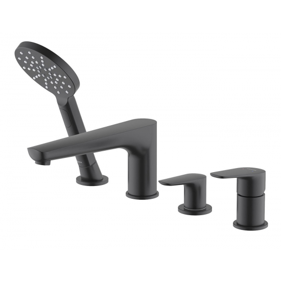 Смеситель на борт ванны AQUATEK Бетта AQ1148MB на 4 отверстия, матовый чёрный