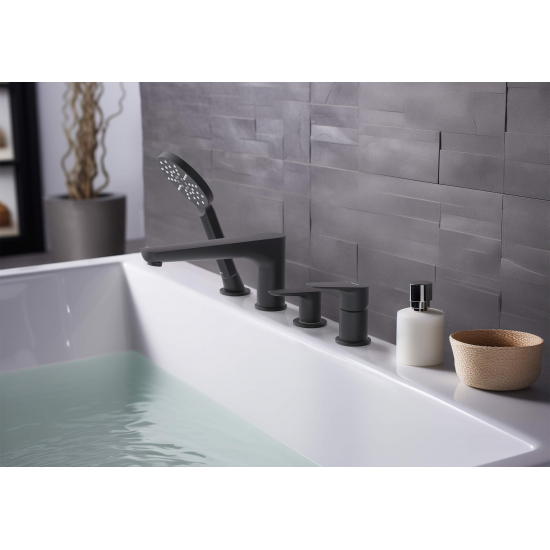 Смеситель на борт ванны AQUATEK Бетта AQ1148MB на 4 отверстия, матовый чёрный