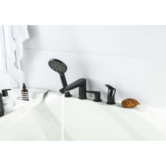 Смеситель на борт ванны AQUATEK Бетта AQ1148MB на 4 отверстия, матовый чёрный