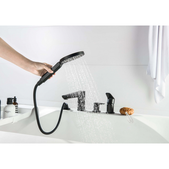 Смеситель на борт ванны AQUATEK Бетта AQ1148MB на 4 отверстия, матовый чёрный