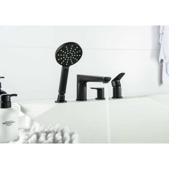 Смеситель на борт ванны AQUATEK Бетта AQ1148MB на 4 отверстия, матовый чёрный