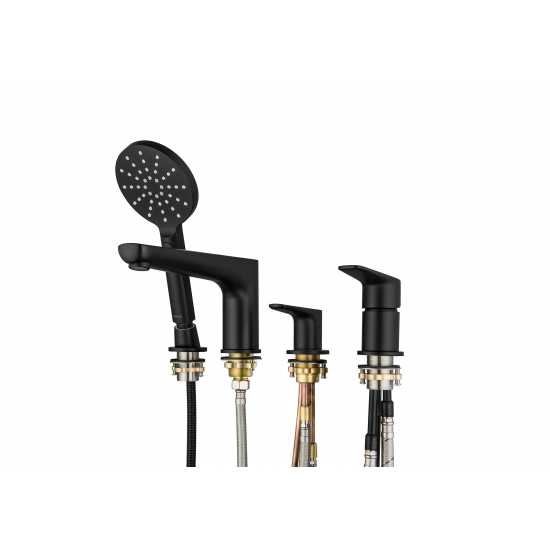 Смеситель на борт ванны AQUATEK Бетта AQ1148MB на 4 отверстия, матовый чёрный