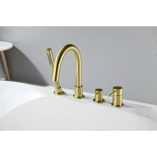 Смеситель на борт ванны AQUATEK Европа AQ1348BG на 4 отверстия, золото шлифованное