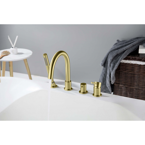 Смеситель на борт ванны AQUATEK Европа AQ1348BG на 4 отверстия, золото шлифованное