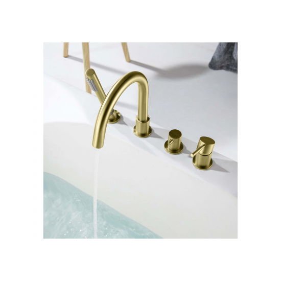 Смеситель на борт ванны AQUATEK Европа AQ1348BG на 4 отверстия, золото шлифованное