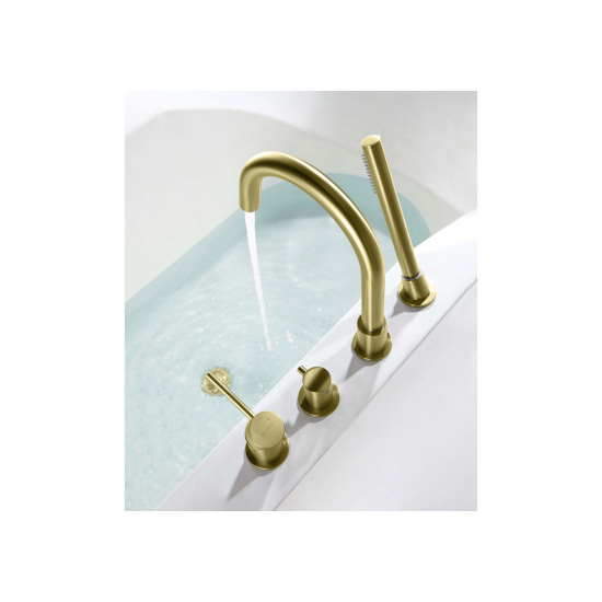 Смеситель на борт ванны AQUATEK Европа AQ1348BG на 4 отверстия, золото шлифованное