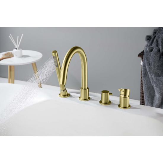 Смеситель на борт ванны AQUATEK Европа AQ1348BG на 4 отверстия, золото шлифованное