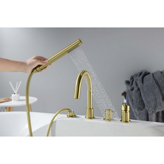 Смеситель на борт ванны AQUATEK Европа AQ1348BG на 4 отверстия, золото шлифованное