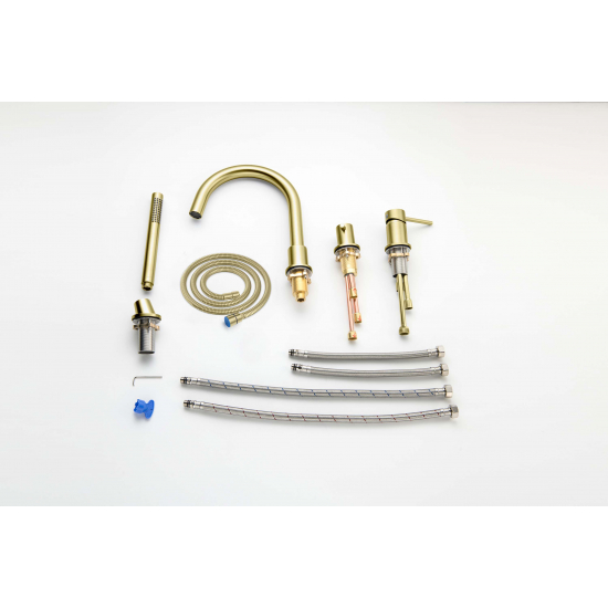 Смеситель на борт ванны AQUATEK Европа AQ1348BG на 4 отверстия, золото шлифованное