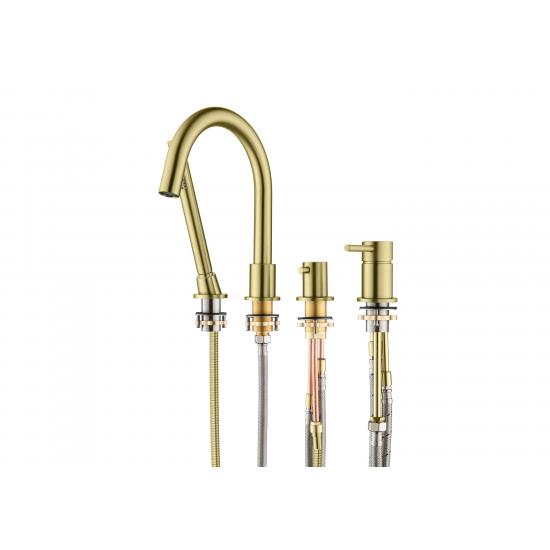 Смеситель на борт ванны AQUATEK Европа AQ1348BG на 4 отверстия, золото шлифованное