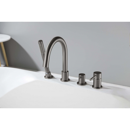 Смеситель на борт ванны AQUATEK Европа AQ1348BGM на 4 отверстия, оружейная сталь