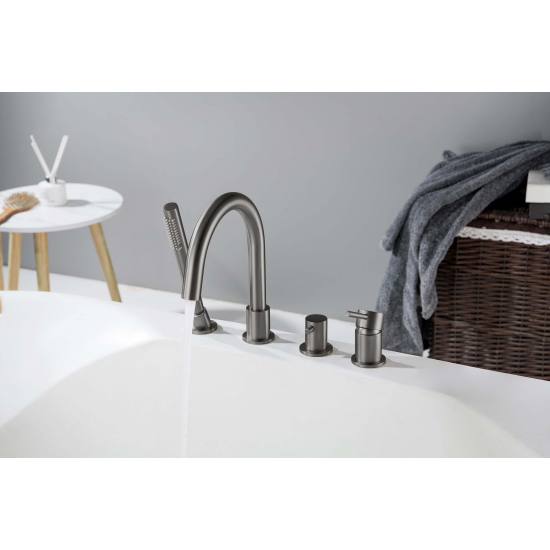 Смеситель на борт ванны AQUATEK Европа AQ1348BGM на 4 отверстия, оружейная сталь