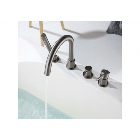 Смеситель на борт ванны AQUATEK Европа AQ1348BGM на 4 отверстия, оружейная сталь