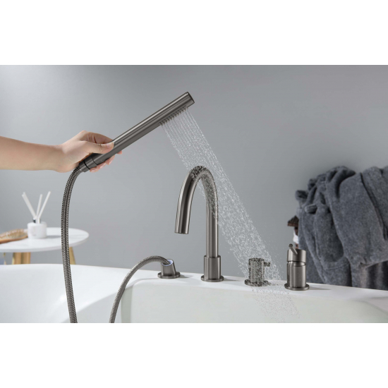 Смеситель на борт ванны AQUATEK Европа AQ1348BGM на 4 отверстия, оружейная сталь