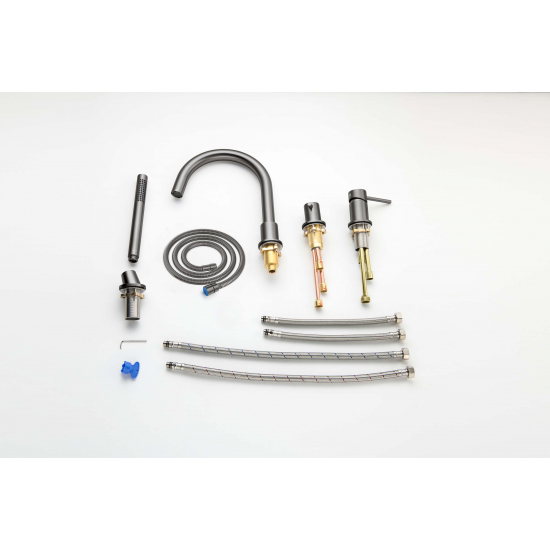 Смеситель на борт ванны AQUATEK Европа AQ1348BGM на 4 отверстия, оружейная сталь