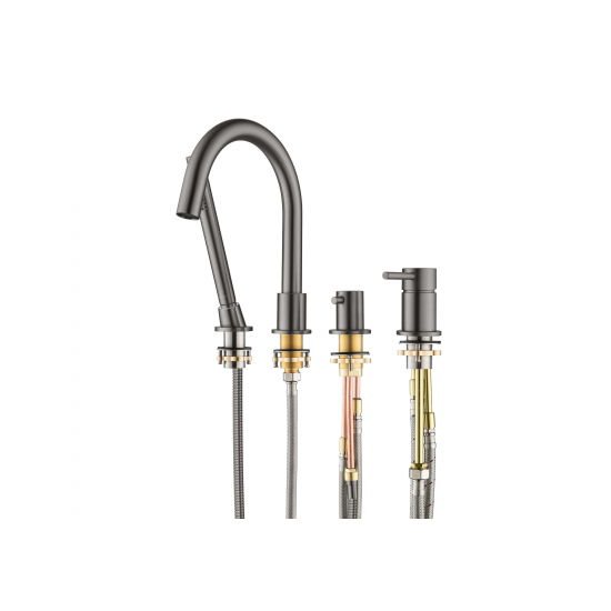 Смеситель на борт ванны AQUATEK Европа AQ1348BGM на 4 отверстия, оружейная сталь