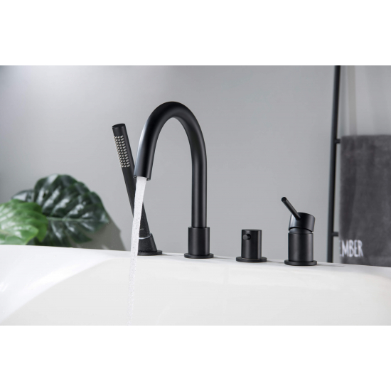 Смеситель на борт ванны AQUATEK Европа AQ1348MB на 4 отверстия, матовый чёрный