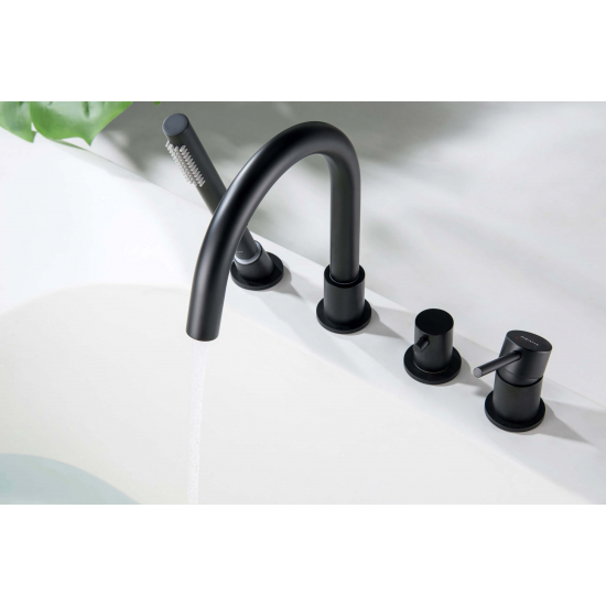 Смеситель на борт ванны AQUATEK Европа AQ1348MB на 4 отверстия, матовый чёрный