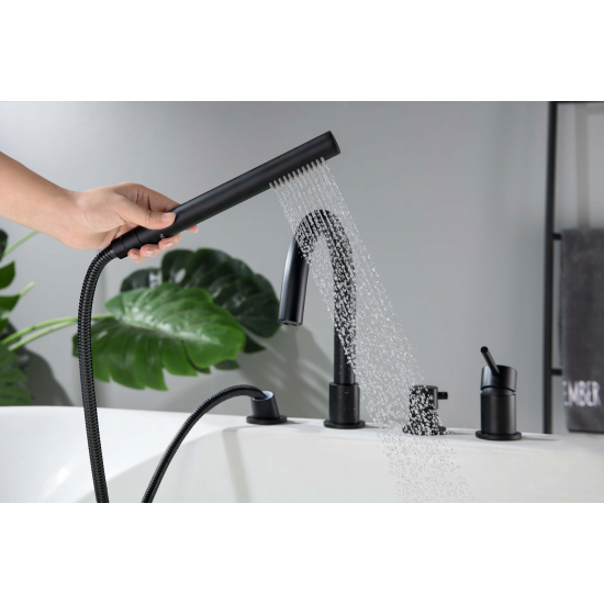 Смеситель на борт ванны AQUATEK Европа AQ1348MB на 4 отверстия, матовый чёрный