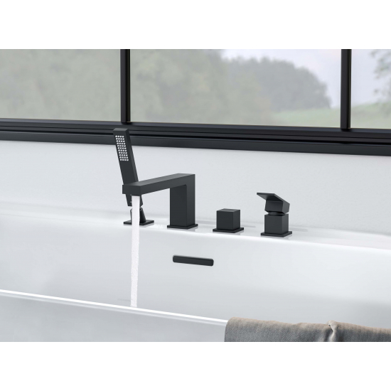 Смеситель на борт ванны AQUATEK Либра AQ1648MB на 4 отверстия, матовый чёрный