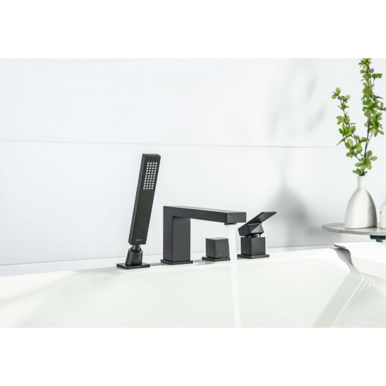 Смеситель на борт ванны AQUATEK Либра AQ1648MB на 4 отверстия, матовый чёрный
