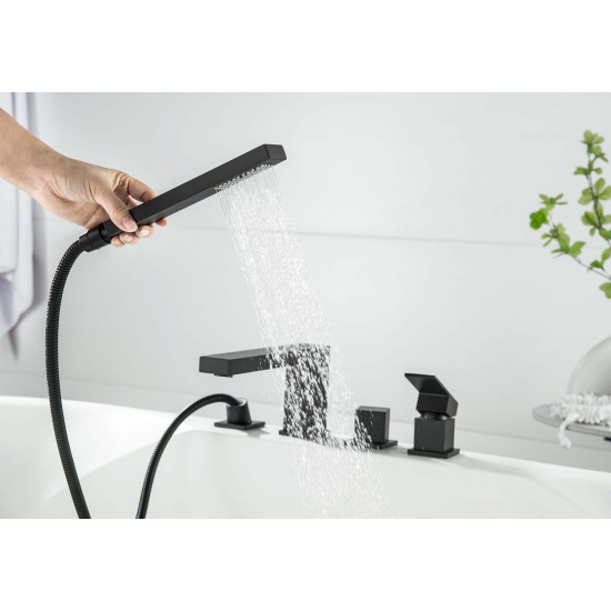 Смеситель на борт ванны AQUATEK Либра AQ1648MB на 4 отверстия, матовый чёрный