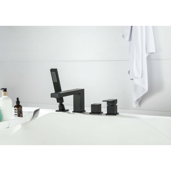 Смеситель на борт ванны AQUATEK Либра AQ1648MB на 4 отверстия, матовый чёрный