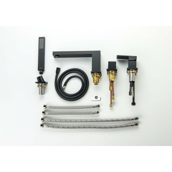 Смеситель на борт ванны AQUATEK Либра AQ1648MB на 4 отверстия, матовый чёрный