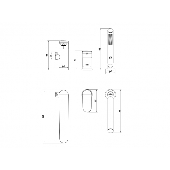 Смеситель на борт ванны AQUATEK Ника AQ1848CR на 3 отверстия, хром