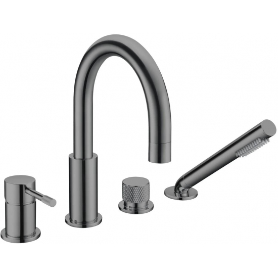 Смеситель на борт ванны BOHEME Uno 460-SGM оружейная сталь глянцевая