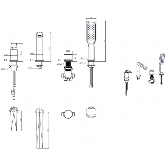Смеситель на борт ванны BOHEME Venturo 370 хром