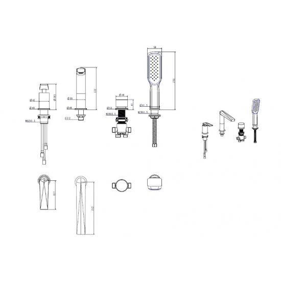 Смеситель на борт ванны BOHEME Venturo 370-SGM оружейная сталь глянцевая