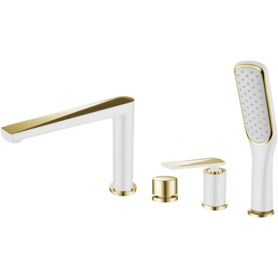 Смеситель на борт ванны BOHEME Venturo 380-W белый золото