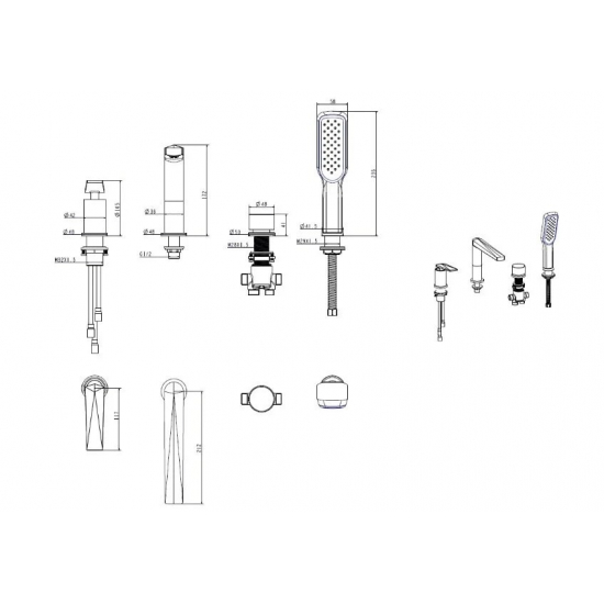Смеситель на борт ванны BOHEME Venturo 380-W белый золото