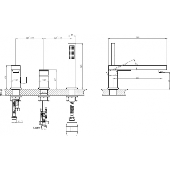 Смеситель на борт ванны D&K Bayern Liszt DA1514901 хром