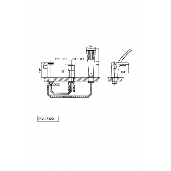 Смеситель на борт ванны D&K Berlin Freie DA1434201 на 3 отверстия