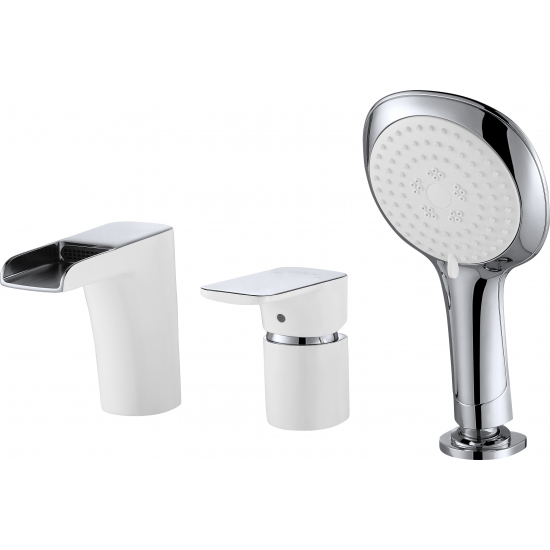 Смеситель на борт ванны D&K Berlin Steinbeis DA1434216 на 3 отверстия хром/белый