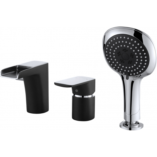 Смеситель на борт ванны D&K Berlin Technische DA1434215 на 3 отверстия хром/чёрный