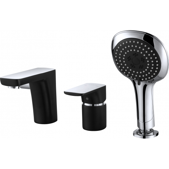 Смеситель на борт ванны D&K Berlin Technische DA1434915 на 3 отверстия хром/черный