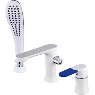 Смеситель на борт ванны FRAP H34 F1134 на 3 отверстия хром/белый