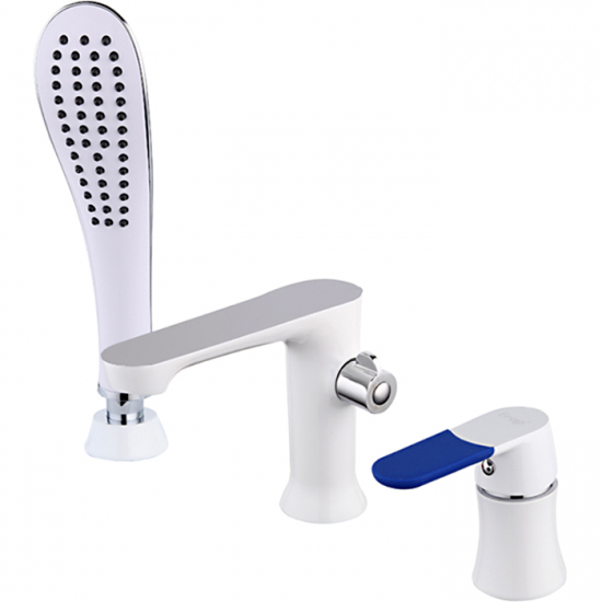 Смеситель на борт ванны FRAP H34 F1134 на 3 отверстия хром/белый